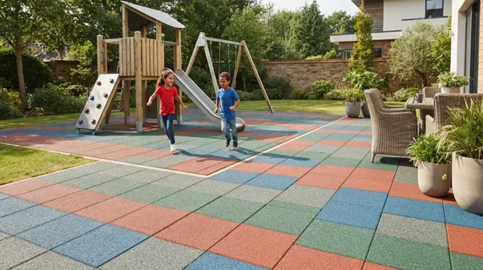 Weatherproof Outdoor Rubber Floor Tiles for Playgrounds and Patios